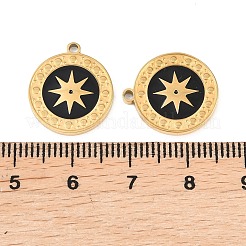 304ステンレススチールエナメルペンダント  ゴールドカラー  フラットラウンドのチャーム  17x15x1.5mm  穴：1.4mm&nbsp;STAS-Z190-08G-01