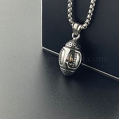 ヴィンテージパンクスタイルのアメリカンフットボール304ステンレススチールペンダントネックレス  アンティークシルバー&nbsp;PU3961