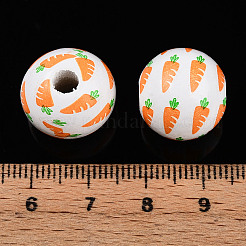 イースターテーマのプリントウッドビーズ  ラウンド  砂茶色  14.5~15x15.5~16.5mm  穴：4~4.5mm&nbsp;WOOD-T032-22B