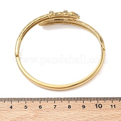 304ステンレススチールラインストーンヒンジ付き女性用バングル  ヘビ  イオンプレーティング（ip）  長持ちメッキ  18KGP本金メッキ  内径：2.03x2.32インチ（5.15x5.9cm）&nbsp;BJEW-F540-03G