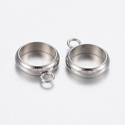 変色しにくい201ステンレススチールチューブベイル  ループベイル  リング  ステンレス鋼色  12.5x10x3mm  穴：2mm  8mm内径&nbsp;STAS-P198-66A