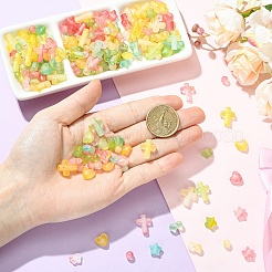 グラデーションカラー透明アクリルビーズ  金色の箔付き  混合図形  きいろ  5.5~16x5.5~12.5x3~6.5mm  穴：1.5~2.5mm  50個/スタイル&nbsp;OACR-YW0004-61B