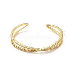 Clear Cubic Zirconia Criss Cross Open Cuff Bangle&nbsp;BJEW-M231-12G