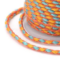 メタリック糸を使用した4本撚りポリコットンコード  手作りマクラメ綿ロープ  ひも壁掛け用植物ハンガー  オレンジ  1.5mm  約4.3ヤード（4m）/ロール&nbsp;OCOR-Z003-D20