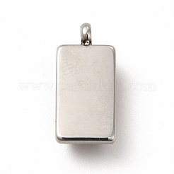 変色しない304ステンレススチールペンダント  丸カン付き  長方形  ステンレス鋼色  15.5x7.5x5mm  穴：1.8mm&nbsp;STAS-A076-14P