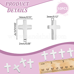 304ステンレススチールビーズ10個  クロス  ステンレス鋼色  20x14x3mm  穴：2mm&nbsp;STAS-UN0061-19