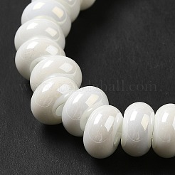 オペークガラスビーズ連売り  ロンデル  ホワイト  9~10x4.5~5mm  穴：2.5~3mm  約68~71個/連  14.17~16.14インチ（36~41cm）&nbsp;LAMP-G156-20L