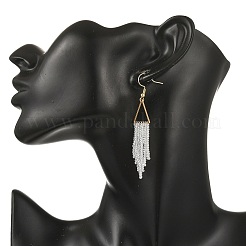 3 Pairs 3 Colors Glass Beaded Dangle Earrings&nbsp;EJEW-MZ00749