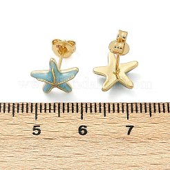 真鍮エナメルスタッドピアス  18KGP本金メッキ  ヒトデ  10x10mm&nbsp;EJEW-R032-07G-01