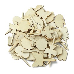 60個 12スタイル木製ピース  DIY木工サプリメント  混合図形  59x23~36x2.5mm  5個/スタイル&nbsp;WOOD-CJ0002-05
