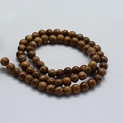 Natural Wenge Wood Beads Strands&nbsp;WOOD-F006-02-8mm
