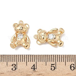 真鍮マイクロパヴェクリアキュービックジルコニアペンダント  クマのチャーム  18KGP本金メッキ  16x10.5x4mm  穴：1mm&nbsp;KK-L254-08G