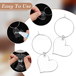 Transparent Acrylic Heart Wine Glass Charms&nbsp;AJEW-AB00112
