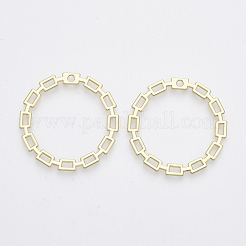 合金ペンダント  リング  ライトゴールド  33x33x2mm  穴：2mm&nbsp;X-PALLOY-T067-156LG