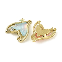 UVメッキ合金樹脂ペンダント  鉛フリー＆カドミウムフリー  魚尾  ゴールドカラー  ミックスカラー  17x13.5x4mm  穴：1.5mm&nbsp;FIND-M033-01