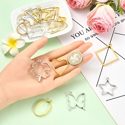 20Pcs 10 Styles Rack Plating Alloy Open Back Bezel Pendants&nbsp;FIND-YW0008-71