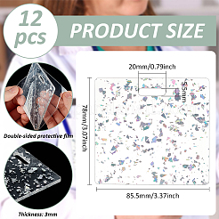 透明アクリルバッジ  グリッターパウダー付き  正方形  78x85.5x2~3.3mm  穴：20x5.5mm&nbsp;AJEW-WH0554-47A-02