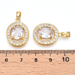 Brass Micro Pave Cubic Zirconia Pendants&nbsp;KK-N254-234G