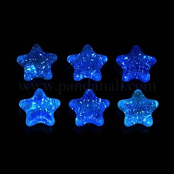 UVメッキ透明アクリルビーズ  蓄光ビーズ  スター  グリッターパウダー付き  暗闇で光る  虹色の  ミックスカラー  22x23x13mm  穴：2.8mm&nbsp;OACR-N162-06