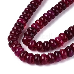 天然石瑪瑙ビーズ連売り  滑らかなロンデル  染め  赤ミディアム紫  10~10.5x5.5~6mm  穴：0.7~1.2mm  約61~69個/連  14.37~15.55インチ（36.5~39.5cm）&nbsp;G-Q613-01E-10