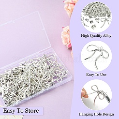 120pcs15スタイルチベットスタイルアロイペンダント  ちょう結びのチャーム  アンティークシルバー  10~45x11~42x2~6mm  穴：1~2.5mm  8個/スタイル&nbsp;TIBEP-YW0002-05