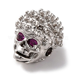 Skull Shape Rack Plating Brass with Cubic Zirconia Beads&nbsp;KK-S406-16P