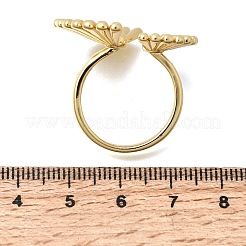 女性用真鍮カフオープンリング  ファン  ゴールドカラー  2.5mm  usサイズ8 1/2(18.5mm)&nbsp;RJEW-F215-08G