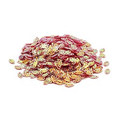 プラスチックスパンコールビーズ  黄金の光沢  縫製工芸品の装飾  葉  サクランボ色  4.5x8.5x0.4~0.6mm  穴：0.9mm&nbsp;PVC-R024-11B