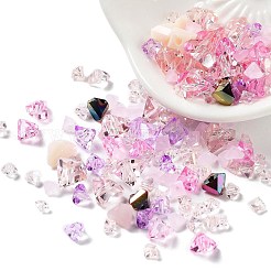不透明＆透明ガラスビーズ  多面カットナゲット  パールピンク  2~5x2.5~8x3~5mm  穴：1~1.4mm  約10 G /袋&nbsp;GLAA-G109-01E