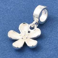925スターリングシルバーヨーロピアンダングルチャーム  花の大きな穴のペンダント  スタンプ925個付き  銀  21mm  穴：5mm&nbsp;STER-G043-07S