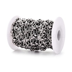 304ステンレス鋼スパイクリンクチェーン  溶接されていない  スプールで  ステンレス鋼色  10x12.5x5.5mm  約16.40フィート（5m）/ロール  リンク：10.5x6x1.5mm&nbsp;CHS-Q009-19P