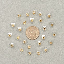 100ペア真鍮製弾丸クラッチピアスバックキャッチ  プラスチックパッド付き  ピアスキャッチ  ゴールドカラー  11x11x7mm  穴：1mm  100組&nbsp;KK-YW0001-32