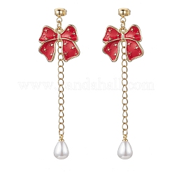 Alloy Enamel Bowknot Dangle Stud Earrings&nbsp;EJEW-JE06645-02