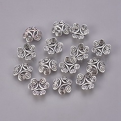 チベット風ビーズキャップ  カドミウムフリー＆ニッケルフリー＆鉛フリー  花  アンティークシルバー  13x3.5mm  穴：2mm&nbsp;EA483Y-NF