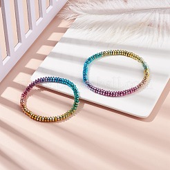 合成ヘマタイト ビーズ ストレッチ ブレスレット & アンクレット  女性のためのアクセサリージュエリーセット  カラフル  内径：2.72インチ（6.9cm）  2.22インチ（5.65cm）&nbsp;SJEW-JS01236