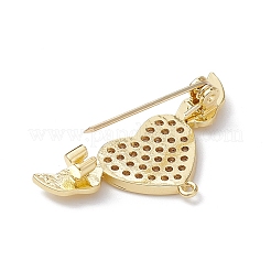 Brass Micro Pave Clear Cubic Zirconia Brooch Findings&nbsp;JEWB-YW0001-02G