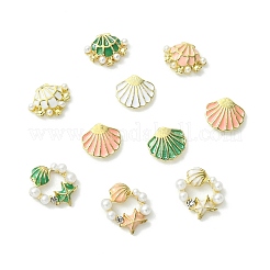 45個 9スタイル 合金エナメル シェル型カボション  ネイルアートの装飾の付属品  ミックスカラー  7~9x8~10.5x1.5~2.5mm  5個/スタイル&nbsp;MRMJ-CJ0001-39