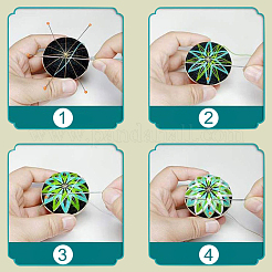 DIY刺繡手まりボールキット  鉄の針入り  巻き尺  綿糸  メタリックコード  ポリエステル糸  タッセル  アイアンアイピン  真鍮製パーツ  淡黄色  0.05cm  5色  1bundle / color  5束&nbsp;DIY-I064-B01