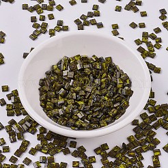 MIYUKIティラビーズ  日本製シードビーズ  2穴  （tl4519)不透明な暗い黄色のピカソ  5x5x1.9mm  穴：0.8mm  約590個/50g&nbsp;SEED-X0054-TL4519