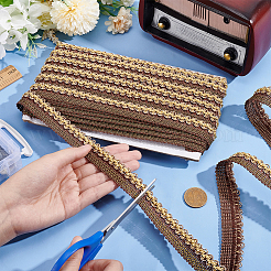 ポリエステル編組リボン  DIY工芸品  カーテン用  衣類  ソファの装飾  キャメル  7/8インチ（23mm）  約13.12ヤード（12m）/カード&nbsp;OCOR-WH0070-17C