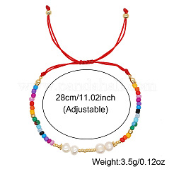 Glass Seed Beads & Imitation Pearl Round Beads Braided Bead Bracelets&nbsp;MR3840