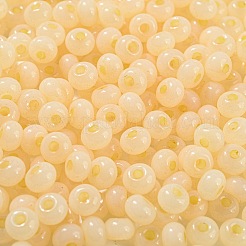 模造翡翠 3/0個 ガラスシードビーズ  光沢  染め  ラウンド  きいろ  5.5x3.5mm  穴：1.5mm&nbsp;SEED-Z001-A-A13