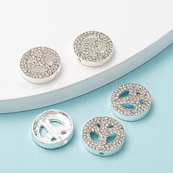 ピースサイン合金クリスタルラインストーンビーズ  銀色のメッキ  20x5mm  穴：2mm&nbsp;LS-RB-J451-01S