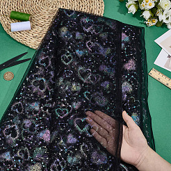 Heart Pattern Polyester Mesh Fabric&nbsp;DIY-WH0591-146C