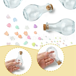 光るアクリルビーズのウィッシュボトル DIY 作成キット  ガラス製のウィッシングボトルを含む  ミックスカラー  4~13x4~12x4~11mm  穴：1~3.8mm&nbsp;DIY-FS0007-58