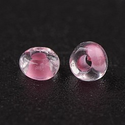 11/0 FGBグレードA透明ガラスシードビーズ  内側の色  フラミンゴ  2.3x1.5mm  穴：1mm  約5300個/50g&nbsp;X-SEED-N001-D-208