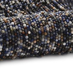 天然石ソーダライトビーズ連売り  多面カットラウンド  2mm  穴：0.5mm  約175~233個/連  15.16''~15.35''（38.5~39センチメートル）&nbsp;G-RM2025-A19-2mm-A