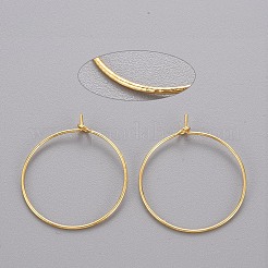真鍮製フープピアス  カドミウムフリー＆鉛フリー  リング  18KGP本金メッキ  20ゲージ  29x25mm  ピン：0.8mm&nbsp;LS-KK-T032-005G