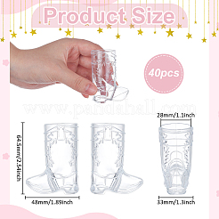 人形ミニチュア用のカウボーイブーツ型のプラスチック製ワイングラス  透明  33x48x64.5mm  内径：28mm&nbsp;FIND-WH0149-09