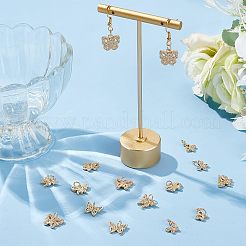 16スタイルの合金ラインストーンチャーム8個  丸カン付き  蝶  ゴールドカラー  9~13x8.5~13x2~2.5mm  穴：2.5mm  2個/スタイル&nbsp;ALRI-AR0001-06